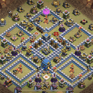 Town Hall Level 12 War Base Design, Anti 3 Stars, Anti Everything, Layout #416