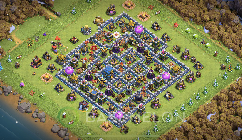 Town Hall Level 12 Trophy/Defense Base Design 2024, Anti 3 Stars, Hybrid, Layout #449