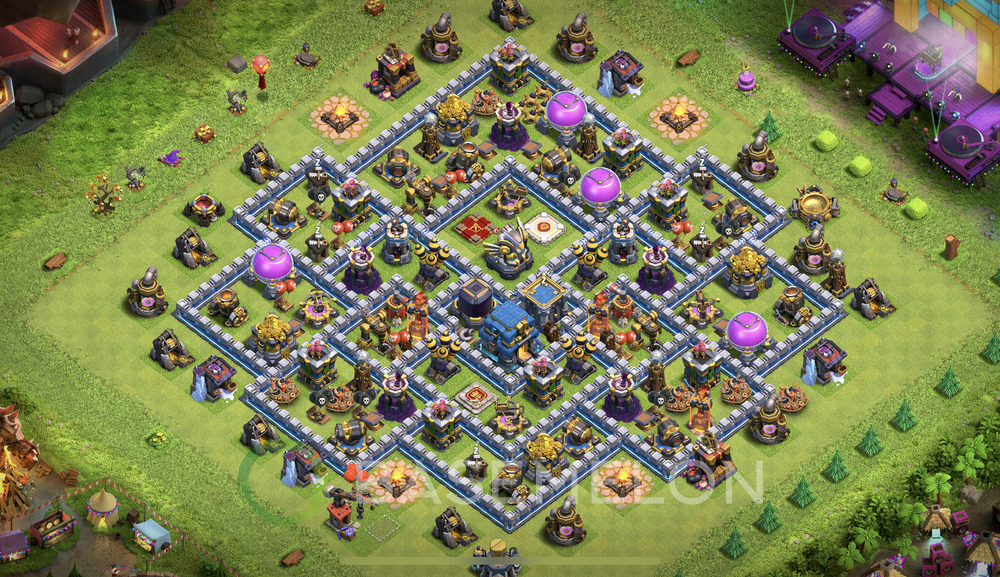 Town Hall Level 12 Trophy/Defense Base Design 2024, Anti 3 Stars, Hybrid, Layout #495