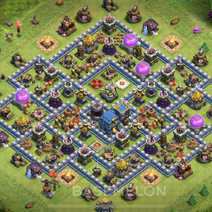 Town Hall Level 12 Trophy/Defense Base Design, Anti 3 Stars, Hybrid, Layout #495