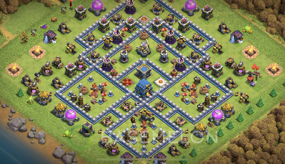 Town Hall Level 12 Trophy/Defense Base Design, Anti Everything, Anti 3 Stars, Layout #499