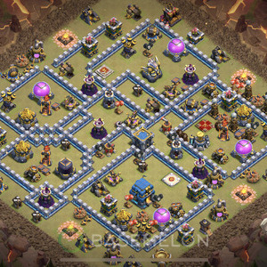 Town Hall Level 12 War Base Design, Anti Everything, Hybrid, Layout #502