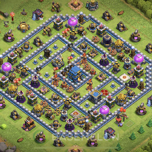 Rathaus Level 12 Verteidigung Base, Anti Alles, Hybrid, Layout #575