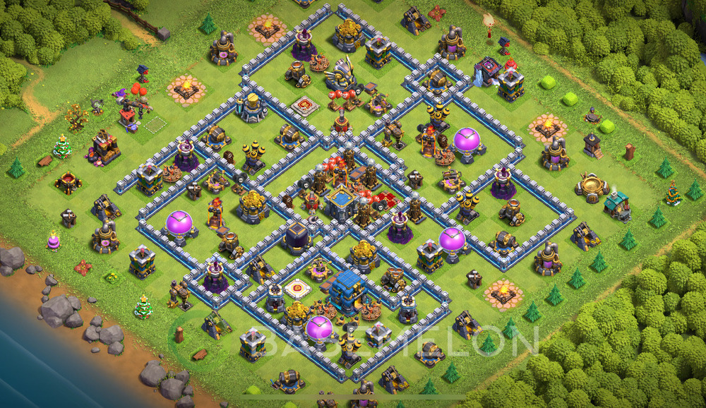 Town Hall Level 12 Farm Base Design 2024, Anti Everything, Hybrid, Layout #612