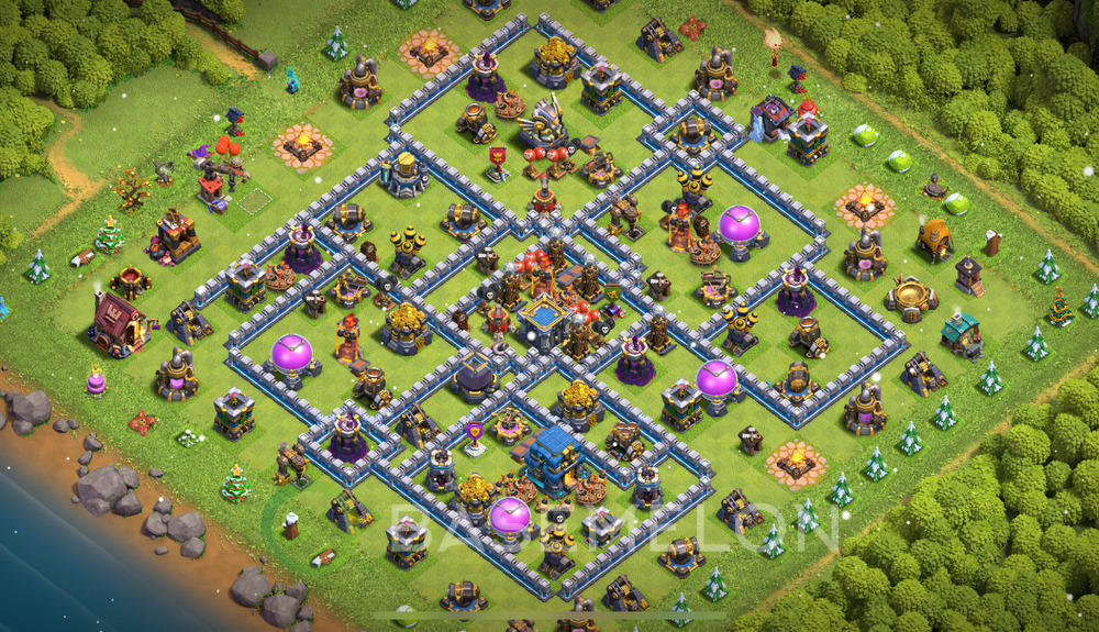 Town Hall Level 12 Farm Base Design 2025, Anti Everything, Hybrid, Layout #612