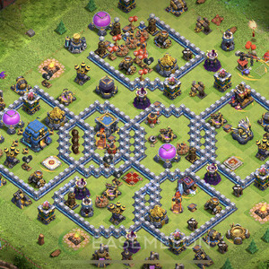 Rathaus Level 12 Verteidigung Base, Anti GoWipe, Anti 3 Sterne, Layout #630