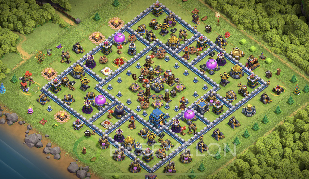 Town Hall Level 12 Trophy/Defense Base Design 2024, Anti 2 Stars, Anti Everything, Layout #739