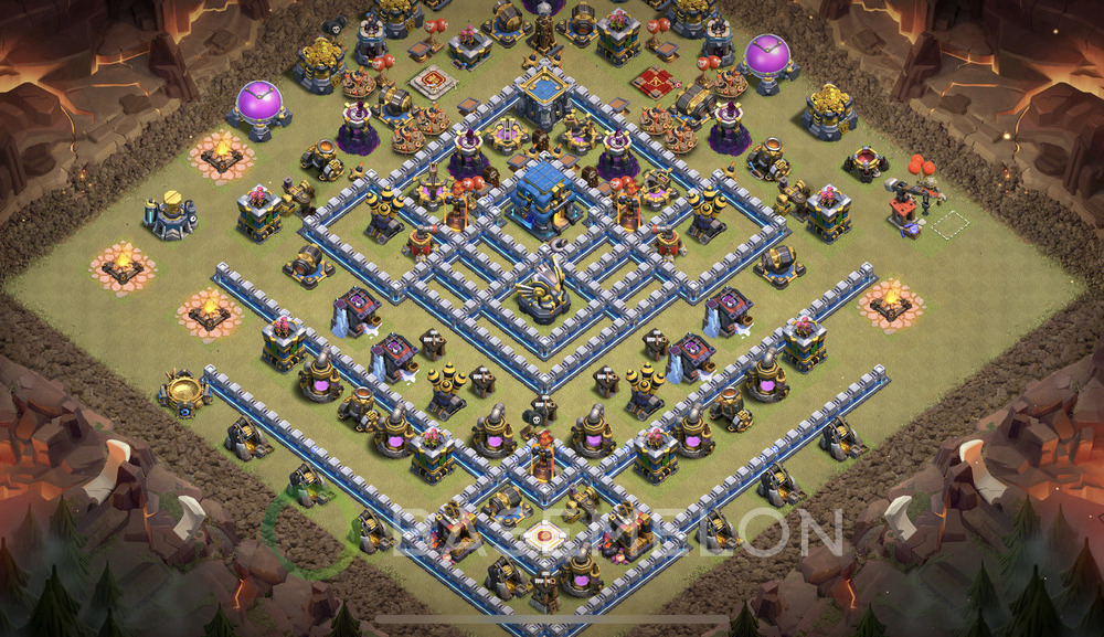 Town Hall Level 12 War Base Design 2024, Anti 3 Stars, Anti Air, Layout #748