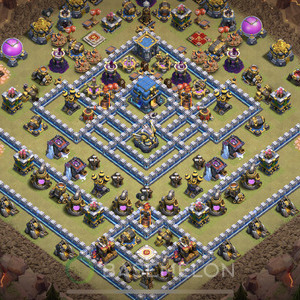 Town Hall Level 12 War Base Design, Anti 3 Stars, Anti Air, Layout #748