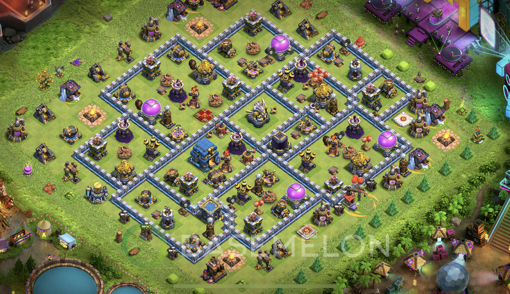 Town Hall Level 12 Farm Base Design 2024, Anti Everything, Layout #796