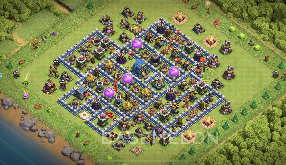 Town Hall Level 12 Farm Base Design 2024, Anti 3 Stars, Hybrid, Layout #798