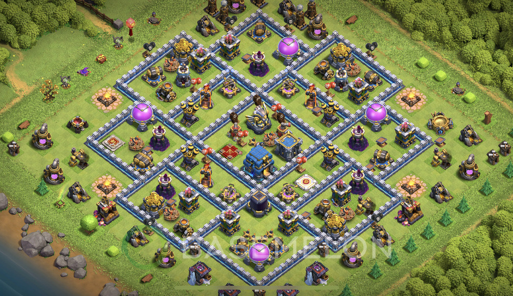 Town Hall Level 12 Trophy/Defense Base Design 2024, Anti 3 Stars, Hybrid, Layout #820