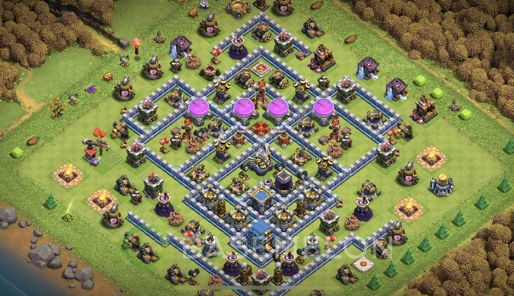 Town Hall Level 12 Farm Base Design 2025, Hybrid, Layout #899