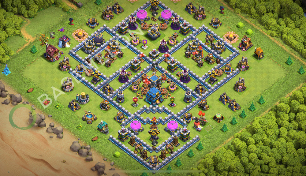 Aldea del Ayuntamiento Nivel 12 para Farming, Anti 3 Estrellas, Anti Todo Diseño 2026, #925