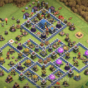 Town Hall Level 12 Farm Base Design, Hybrid, Layout #96