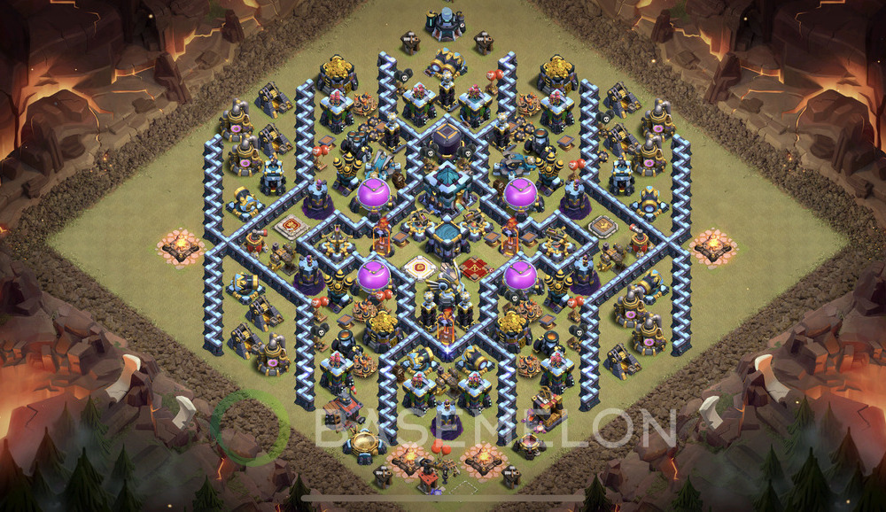 Town Hall Level 13 War Base Design 2024, Anti 2 Stars, Hybrid, Layout #1047