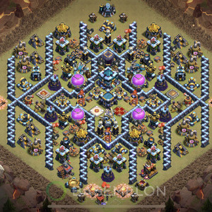 Town Hall Level 13 War Base Design 2025, Anti 2 Stars, Hybrid, Layout #1047