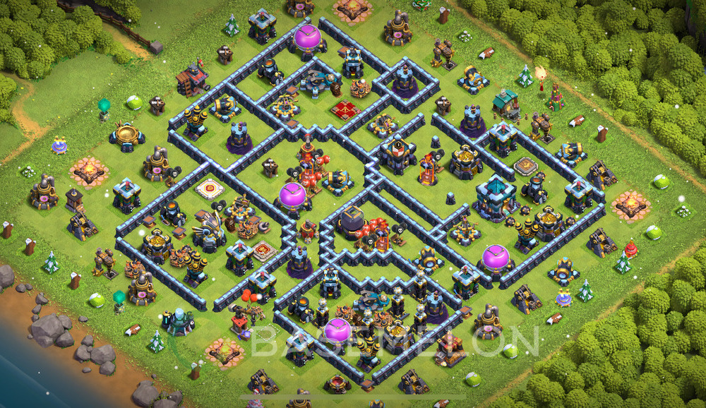 Town Hall Level 13 Trophy/Defense Base Design 2024, Hybrid, Layout #1070