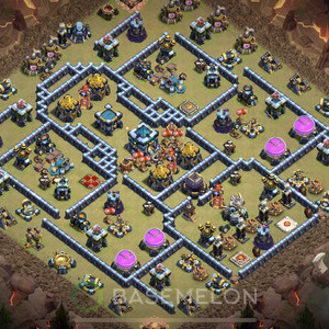 Town Hall Level 13 War Base Design 2025, Anti 3 Stars, Hybrid, Layout #1091