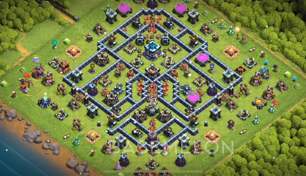 Town Hall Level 13 Trophy/Defense Base Design 2025, Anti 2 Stars, Hybrid, Layout #1154