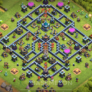 Town Hall Level 13 Trophy/Defense Base Design 2025, Anti 2 Stars, Hybrid, Layout #1154