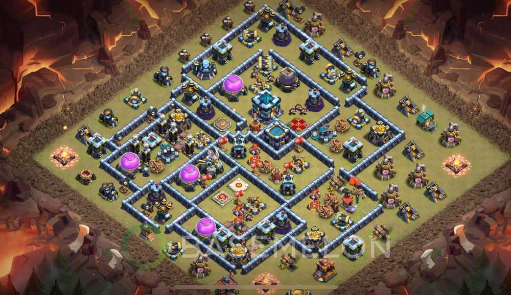 Town Hall Level 13 War Base Design 2025, Anti 3 Stars, Hybrid, Layout #1165