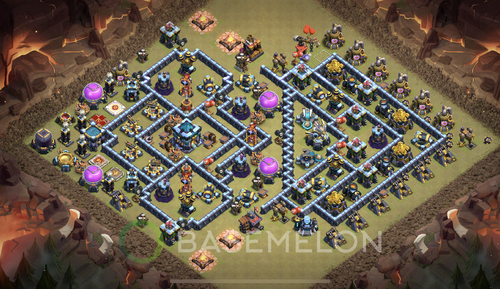 Town Hall Level 13 War Base Design 2025, Anti Air, Layout #1172