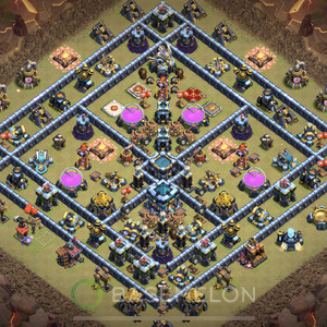 Town Hall Level 13 War Base Design, Anti 3 Stars, Anti Everything, Layout #118