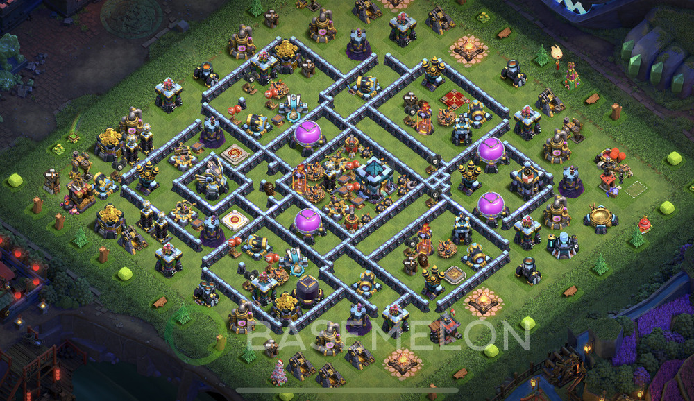 Town Hall Level 13 Trophy/Defense Base Design 2025, Anti 3 Stars, Hybrid, Layout #1192