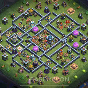 Rathaus Level 13 Verteidigung Base 2025, Anti 3 Sterne, Hybrid, Layout #1192