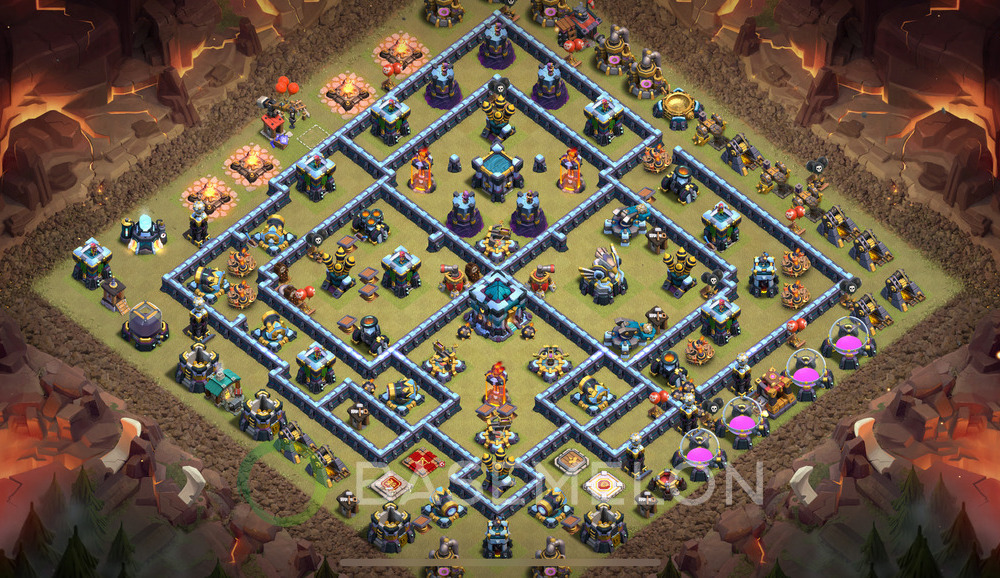 Town Hall Level 13 War Base Design 2025, Anti 2 Stars, Anti Air, Layout #1198