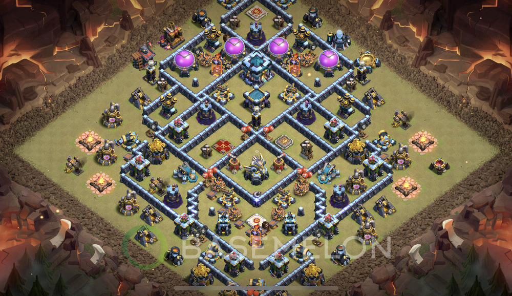 Town Hall Level 13 War Base Design 2025, Anti Everything, Layout #1217