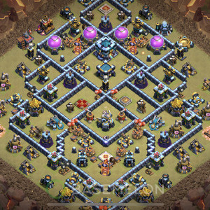 Town Hall Level 13 War Base Design 2025, Anti Everything, Layout #1217
