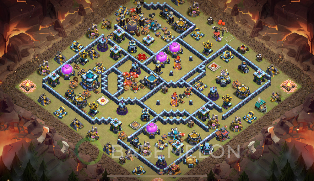 Town Hall Level 13 War Base Design 2025, Anti Everything, Hybrid, Layout #1222