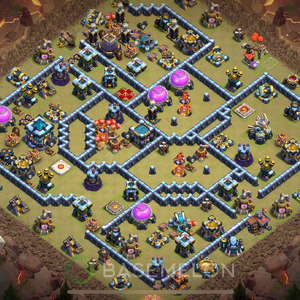 Town Hall Level 13 War Base Design 2025, Anti Everything, Hybrid, Layout #1222