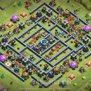 Town Hall Level 13 Trophy/Defense Base Design 2025, Anti 2 Stars, Anti Everything, Layout #1261