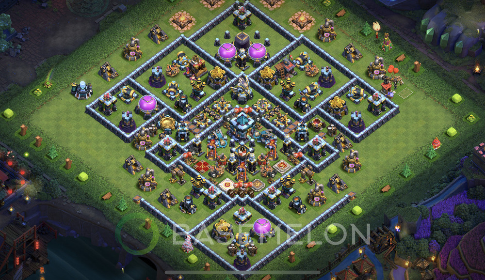 Town Hall Level 13 Trophy/Defense Base Design 2025, Anti Everything, Hybrid, Layout #1341