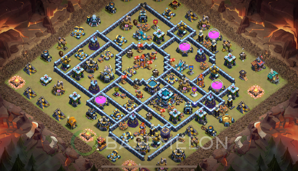 Town Hall Level 13 War Base Design 2025, Anti 3 Stars, Layout #1345