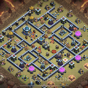 Town Hall Level 13 War Base Design 2025, Anti 3 Stars, Layout #1348