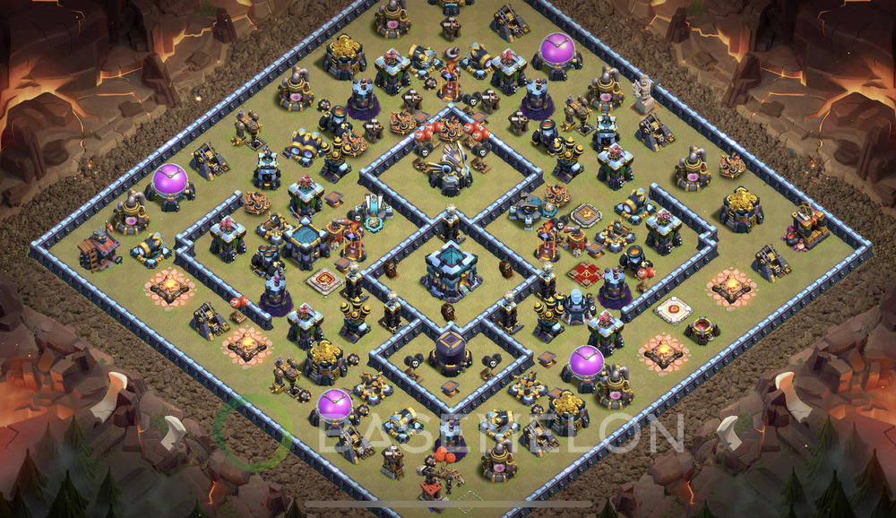 Town Hall Level 13 War Base Design 2025, Anti 2 Stars, Anti Air, Layout #1350