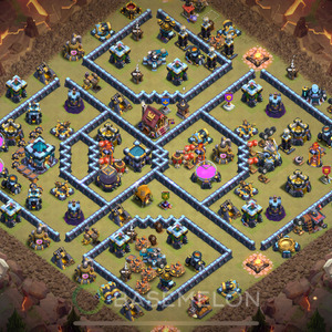 Town Hall Level 13 War Base Design 2025, Anti 2 Stars, Hybrid, Layout #1355