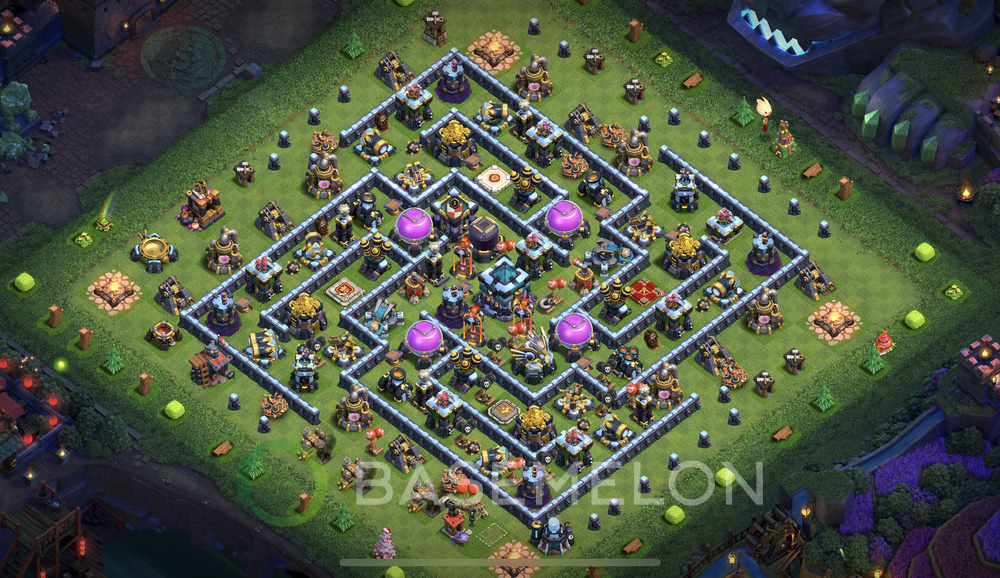 Town Hall Level 13 Farm Base Design 2025, Anti 3 Stars, Hybrid, Layout #1382