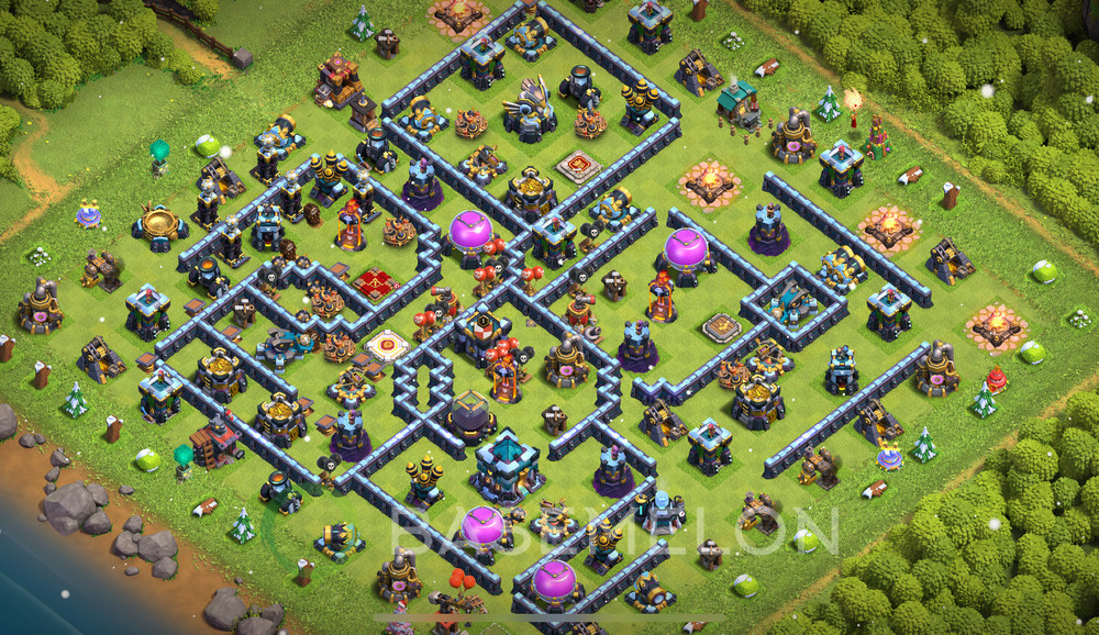 Town Hall Level 13 Trophy/Defense Base Design 2025, Hybrid, Layout #1437