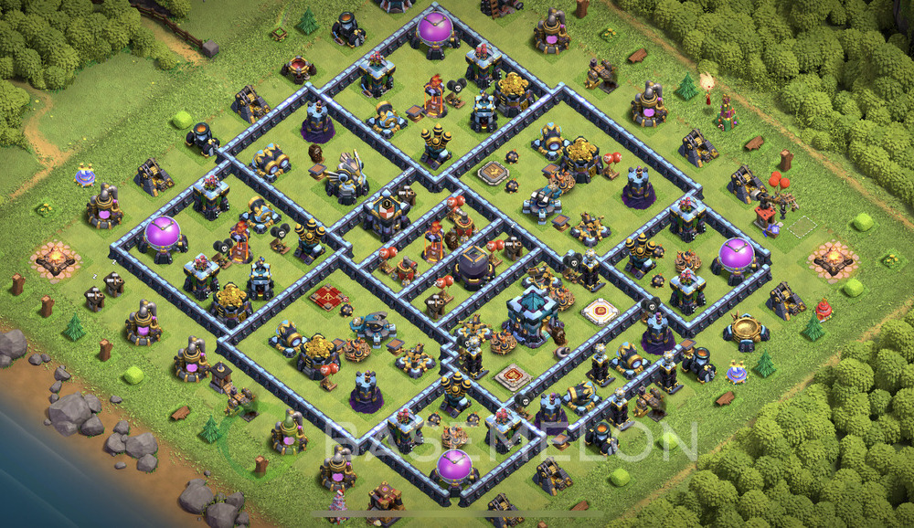 Town Hall Level 13 Trophy/Defense Base Design 2025, Anti 3 Stars, Anti Everything, Layout #1447