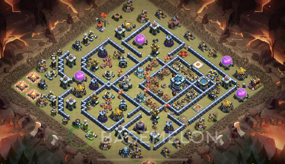 Town Hall Level 13 War Base Design 2025, Anti 3 Stars, Anti Air, Layout #1450