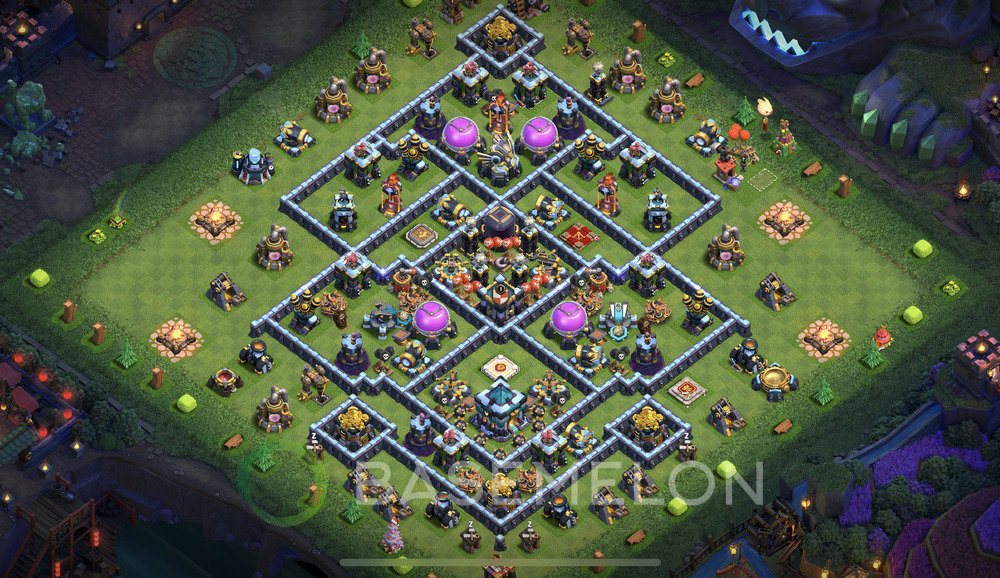 Town Hall Level 13 Trophy/Defense Base Design 2025, Anti Everything, Hybrid, Layout #1474