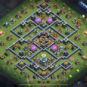 Town Hall Level 13 Trophy/Defense Base Design 2025, Anti Everything, Hybrid, Layout #1474