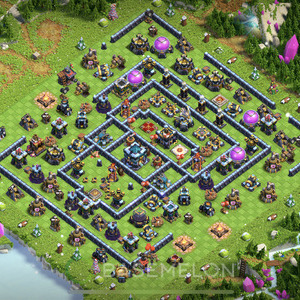 Rathaus Level 13 Verteidigung Base 2025, Anti 3 Sterne, Hybrid, Layout #1593