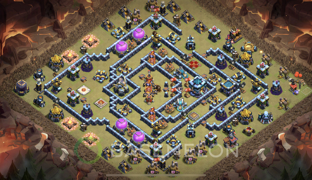 Town Hall Level 13 War Base Design 2025, Anti 3 Stars, Layout #1711