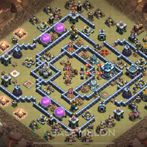 Town Hall Level 13 War Base Design 2025, Anti 3 Stars, Layout #1711
